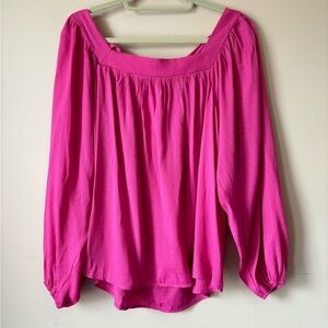 NEW Andree By Unit Sz L Boho Cottagecore Prairie Peasant Pink Cotton Blouse